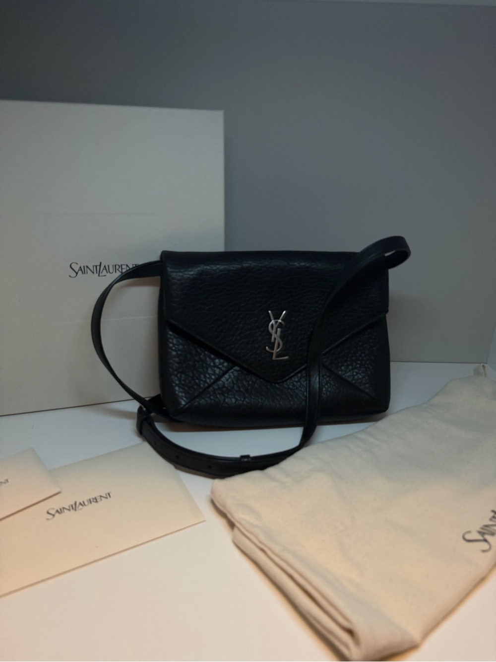 Saint Laurent CASSANDRE ENVELOPE MESSENGER IN LAMBSKIN